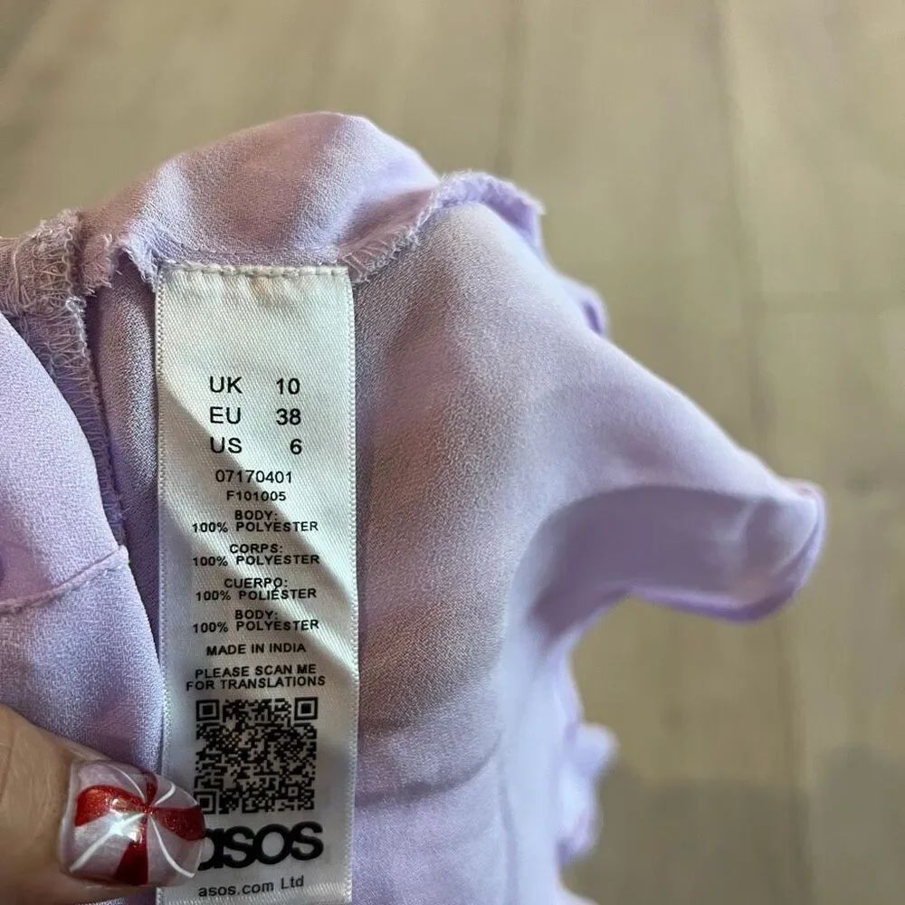ASOS Ruffle Wrap Tank Top Lilac size 6 - Picture 6 of 6